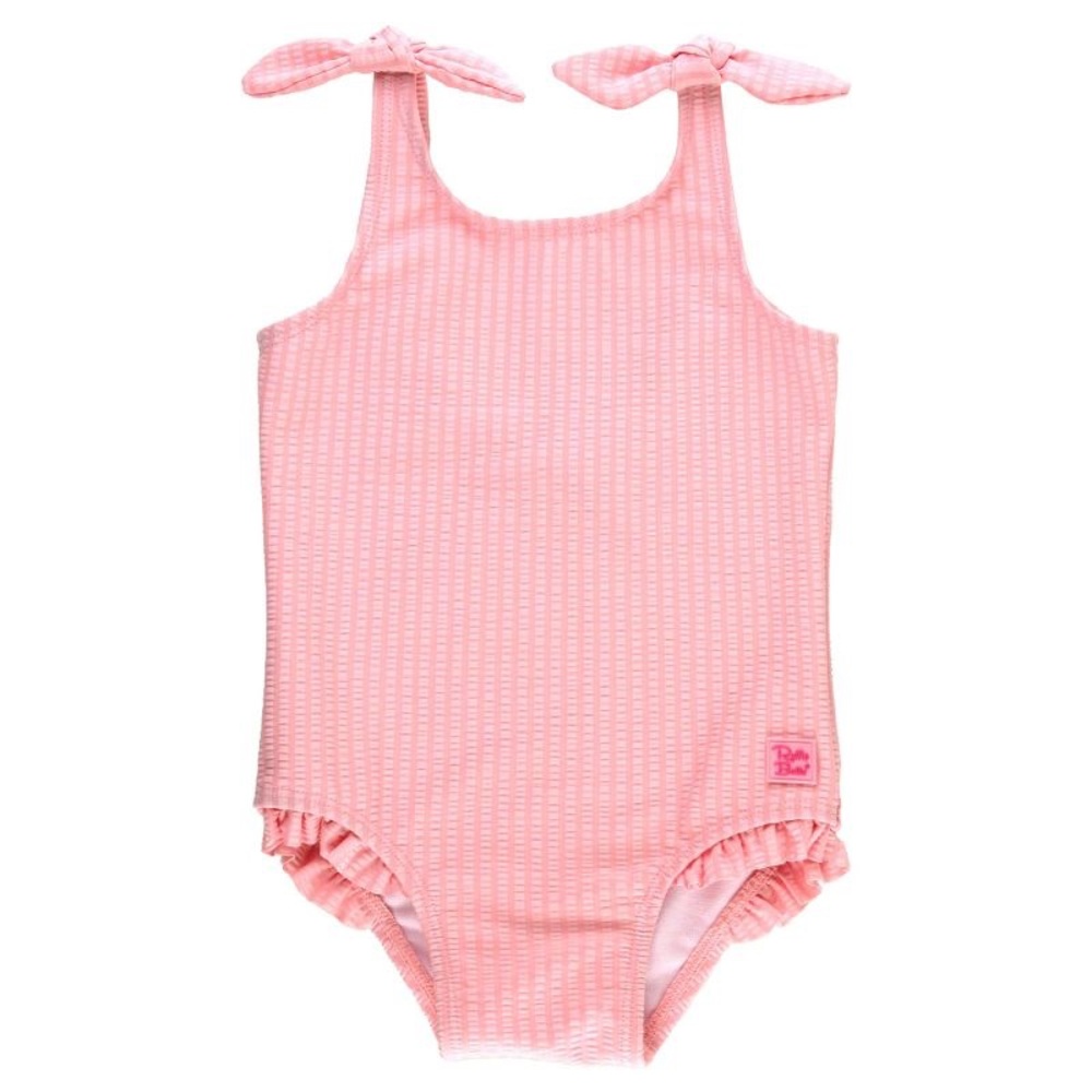 New RuffleButts Girls Seersucker Tie Shoulder One Piece, 2T